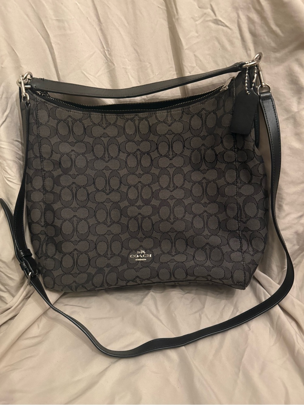 Coach Signature Shoulder Bag in Charcoal and Black